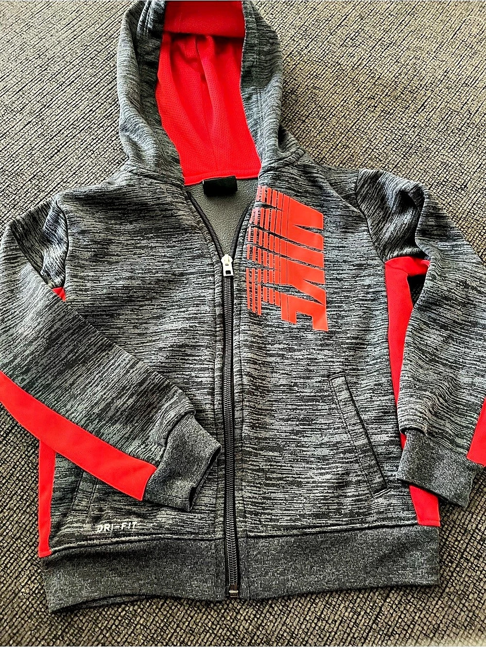 Nike Dri-FIT Full-Zip Fleece Hoodie Boys 4T Gray & Red